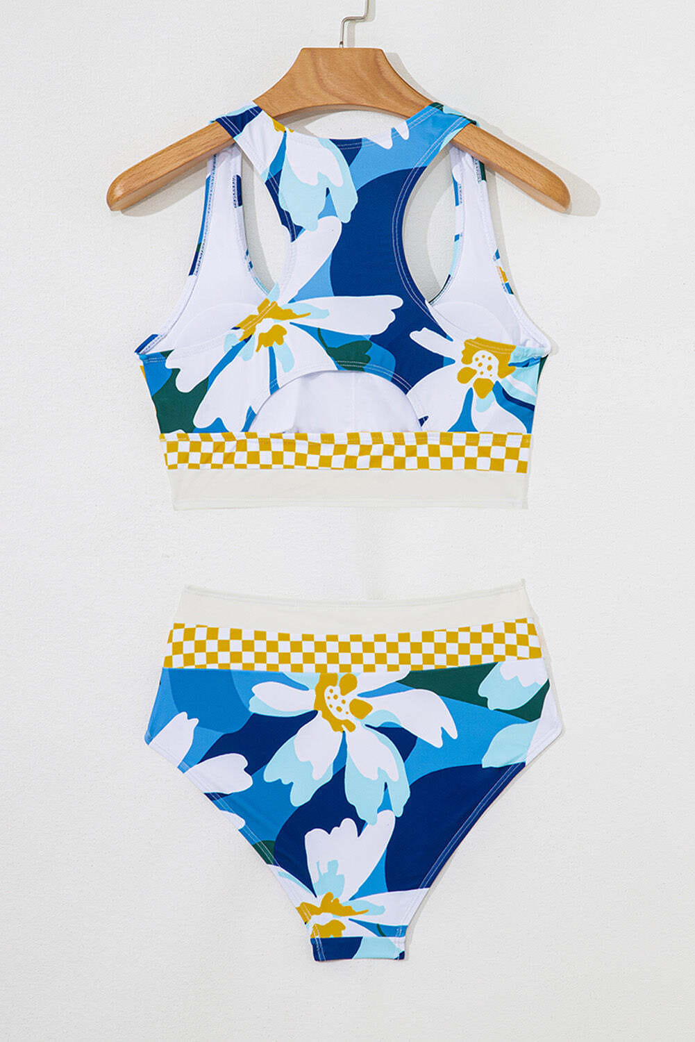 Green Floral Print Racerback Cutout High Waist 2pcs Bikini