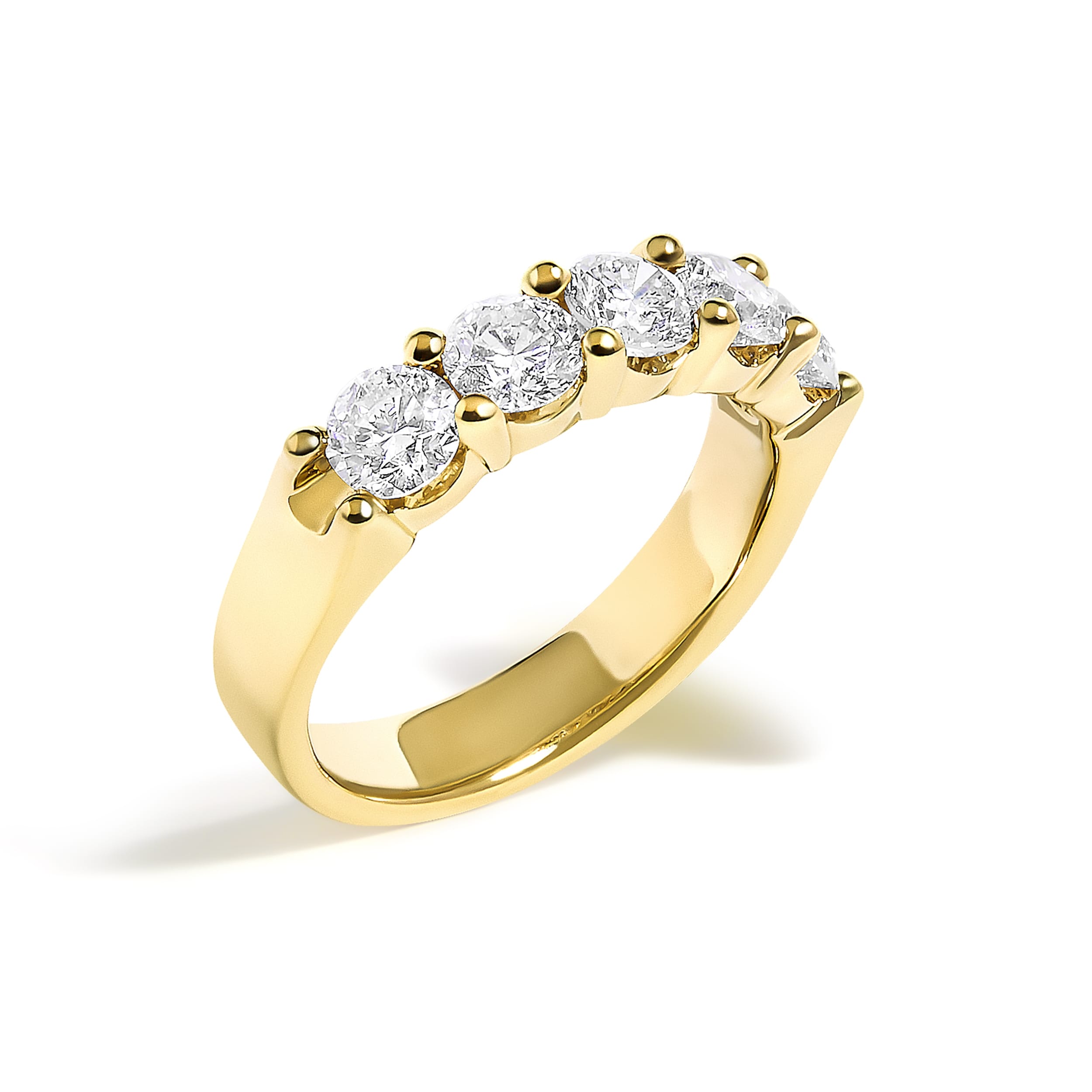 14K Yellow Gold 1 1/2 Cttw Diamond 5 Stone Band Ring