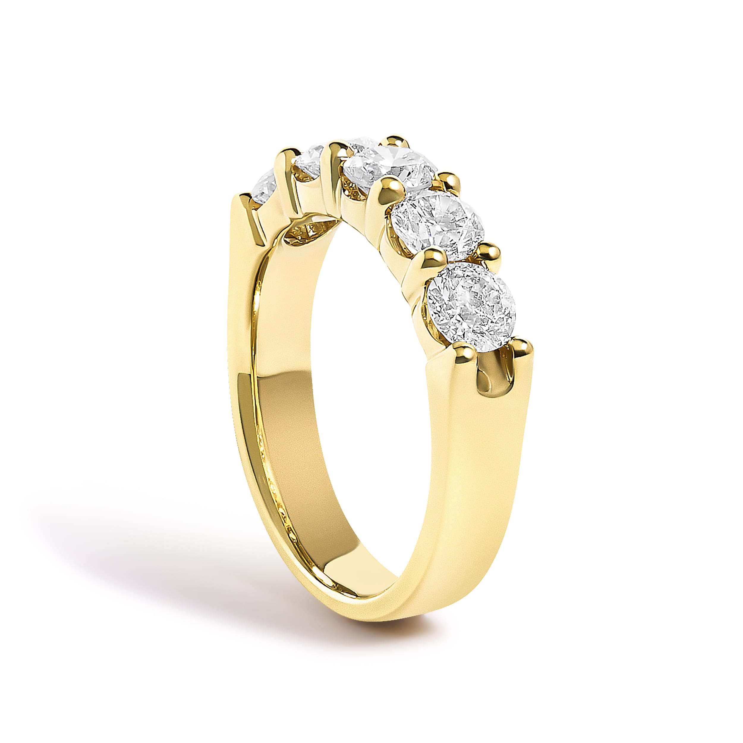 14K Yellow Gold 1 1/2 Cttw Diamond 5 Stone Band Ring