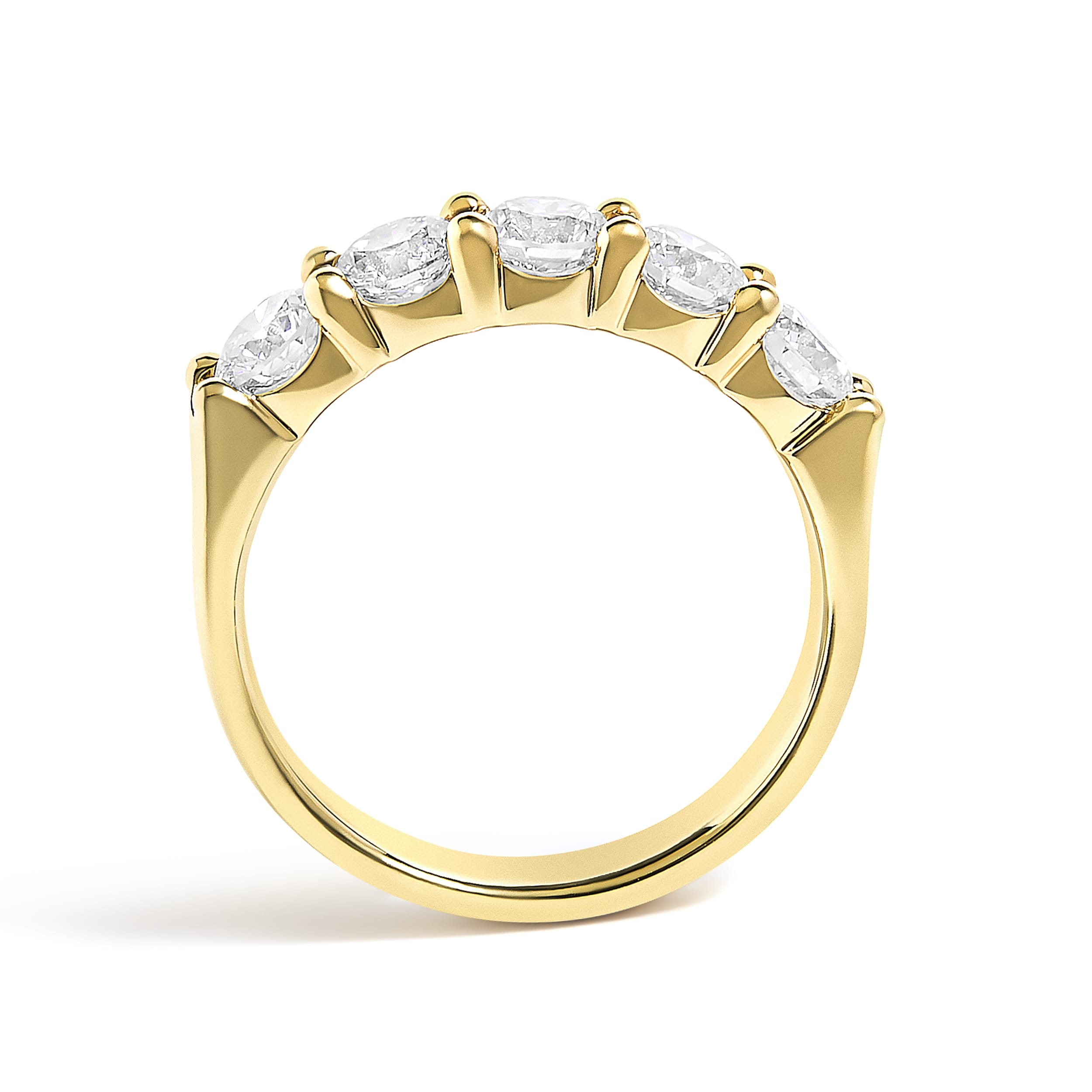 14K Yellow Gold 1 1/2 Cttw Diamond 5 Stone Band Ring