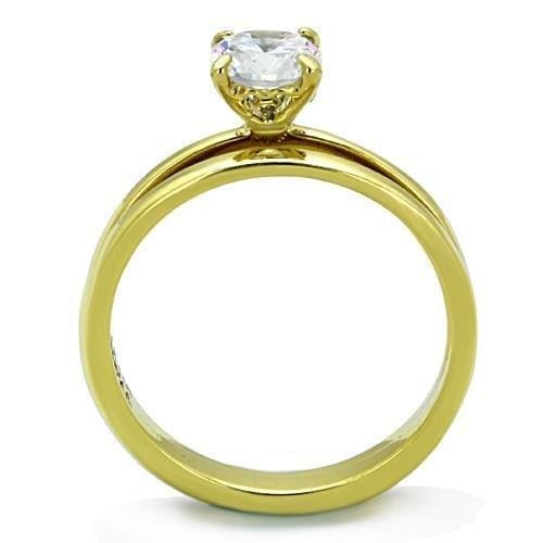 TK1721 - IP Gold(Ion Plating) Stainless Steel Ring with AAA Grade CZ in Clear
