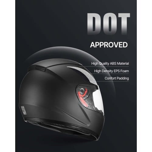 Motorcycle Helmet, Full Face, Adult Motocross Dirt Bike Helmet with Tinted and Clear Dual Visor, Motorbike Racing Street with Detachable Liner for Men & Women, DOT Approved, (Matte Black, M)