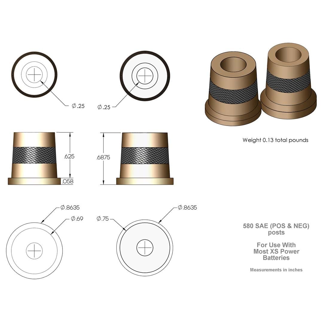 XS Power Short Brass Post Adaptors M6