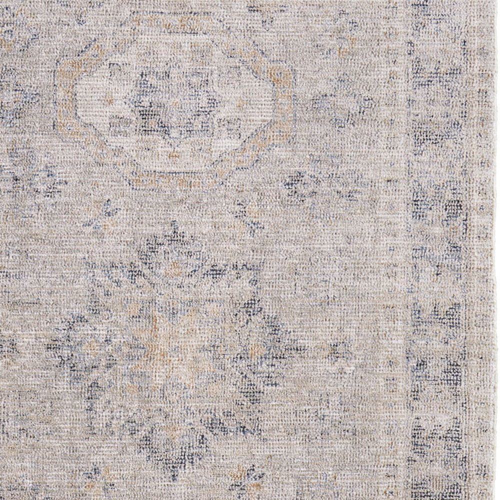 10' X 14' Tan and Gray Oriental Hand Woven Distressed Area Rug With Fringe