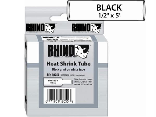 Dymo rhino 1/2in x 5ft, white heat shrink tubes