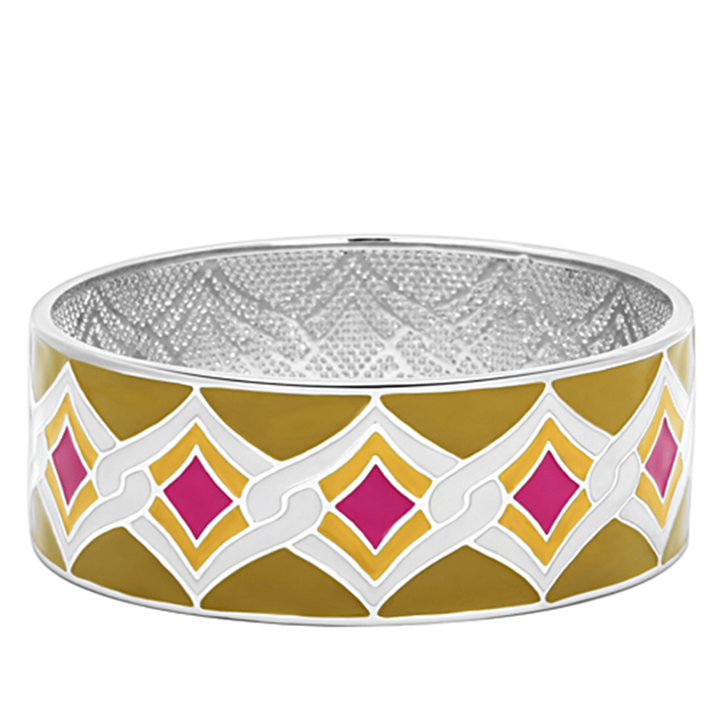 TK291 - High polished (no plating) Stainless Steel Bangle with Epoxy in Multi Color