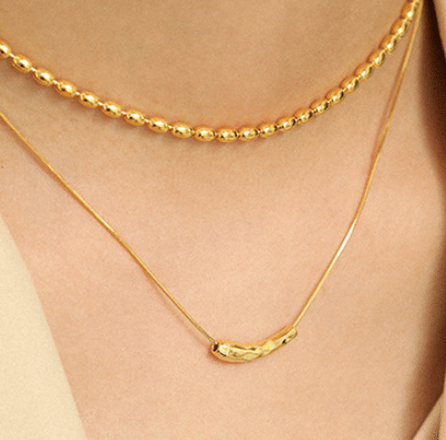 Women Snake Chain Irregular Waterdrop 925 Sterling Silver Necklace