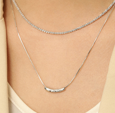 Women Snake Chain Irregular Waterdrop 925 Sterling Silver Necklace