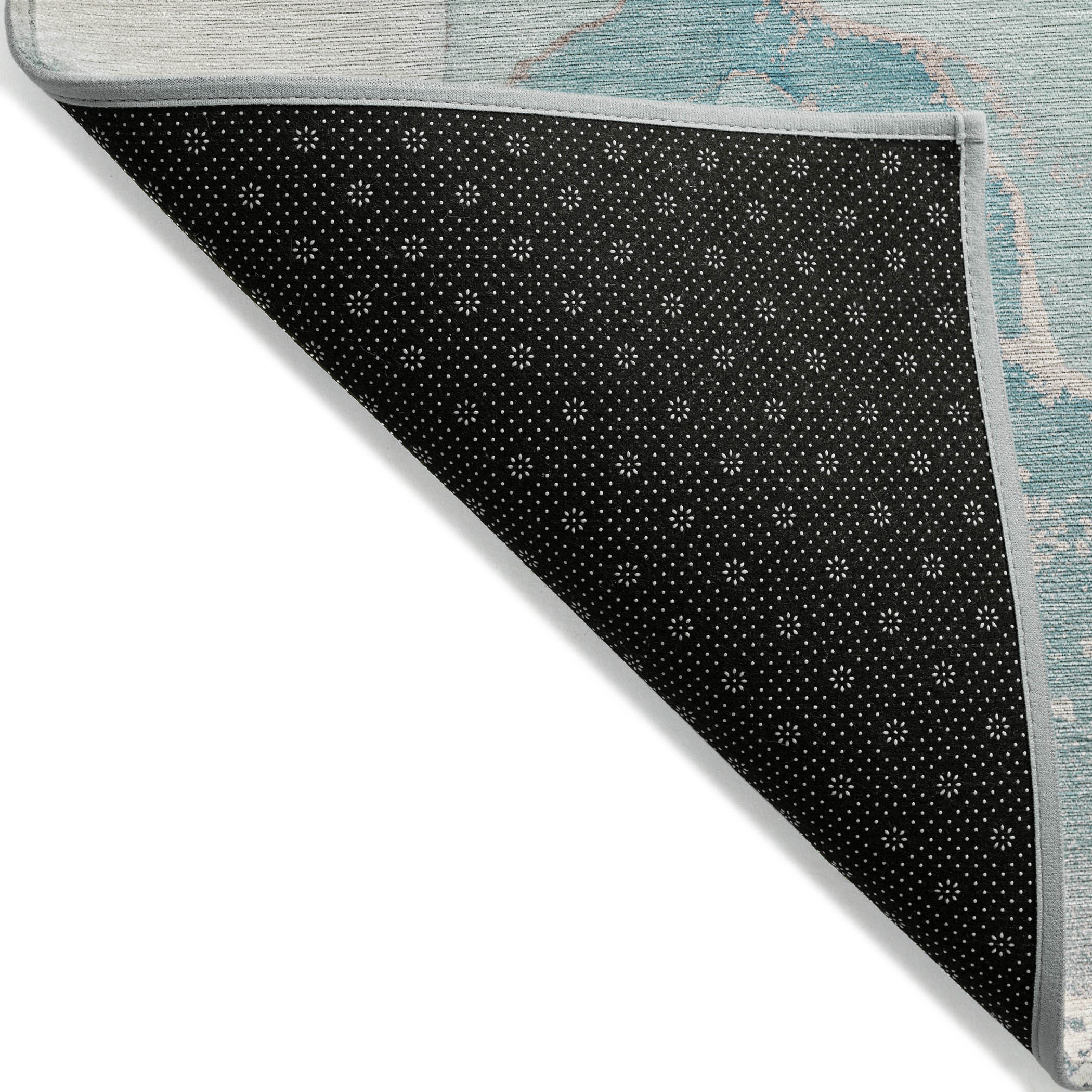 8' X 10' Teal Abstract Washable Non Skid Indoor Outdoor Area Rug