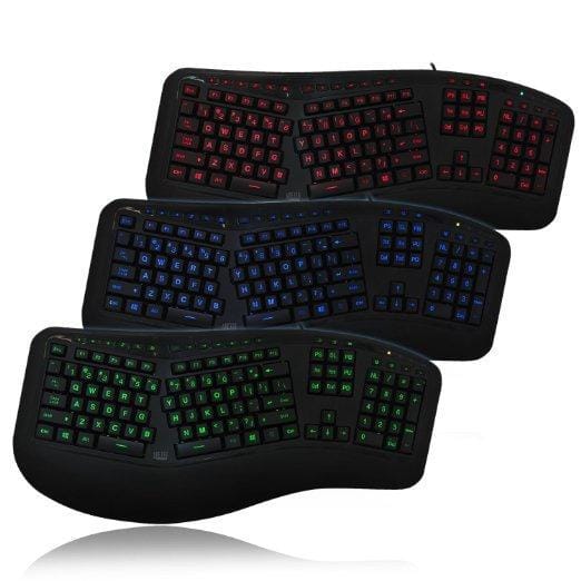 Adesso tru-form 150 - 3-color illuminated ergonomic keyboard