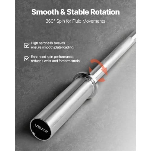 4FT Barbell Bar, Fits 2-Inch Weight Plates, Chrome Plated Barbell Bar with Knurled Grip for Strength Training, Weightlifting, Squat, Deadlift, Bench Press, Curl, Overhead Press, 500lbs Capacity