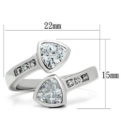3W228 - Rhodium Brass Ring with AAA Grade CZ in Clear