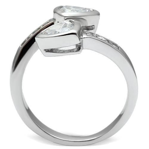 3W228 - Rhodium Brass Ring with AAA Grade CZ in Clear