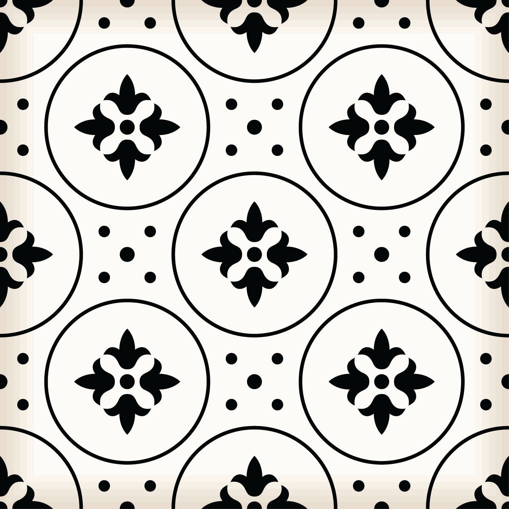 6" X 6" Black and White Rosa Peel and Stick Removable Tiles