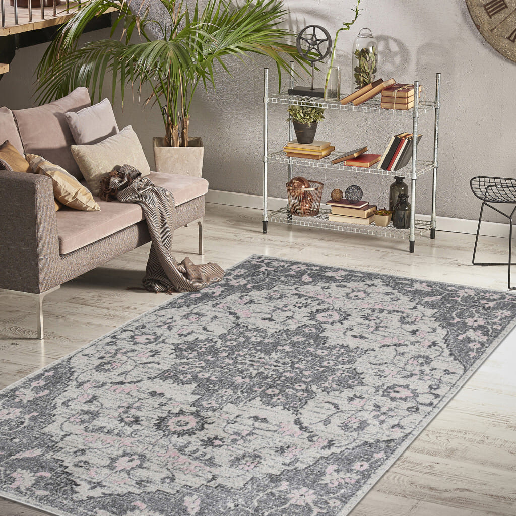 8' X 11' Gray Medallion Power Loom Area Rug