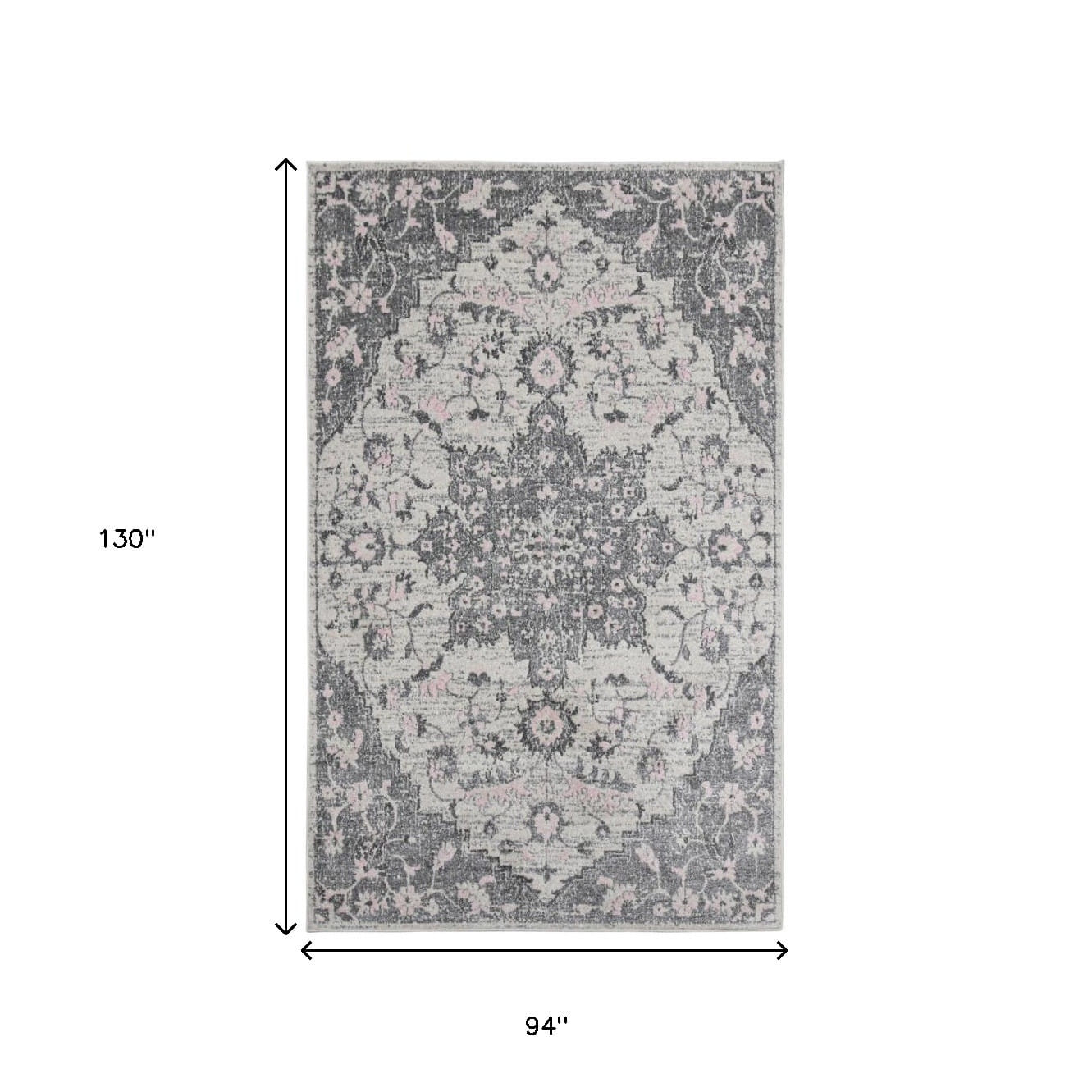 8' X 11' Gray Medallion Power Loom Area Rug