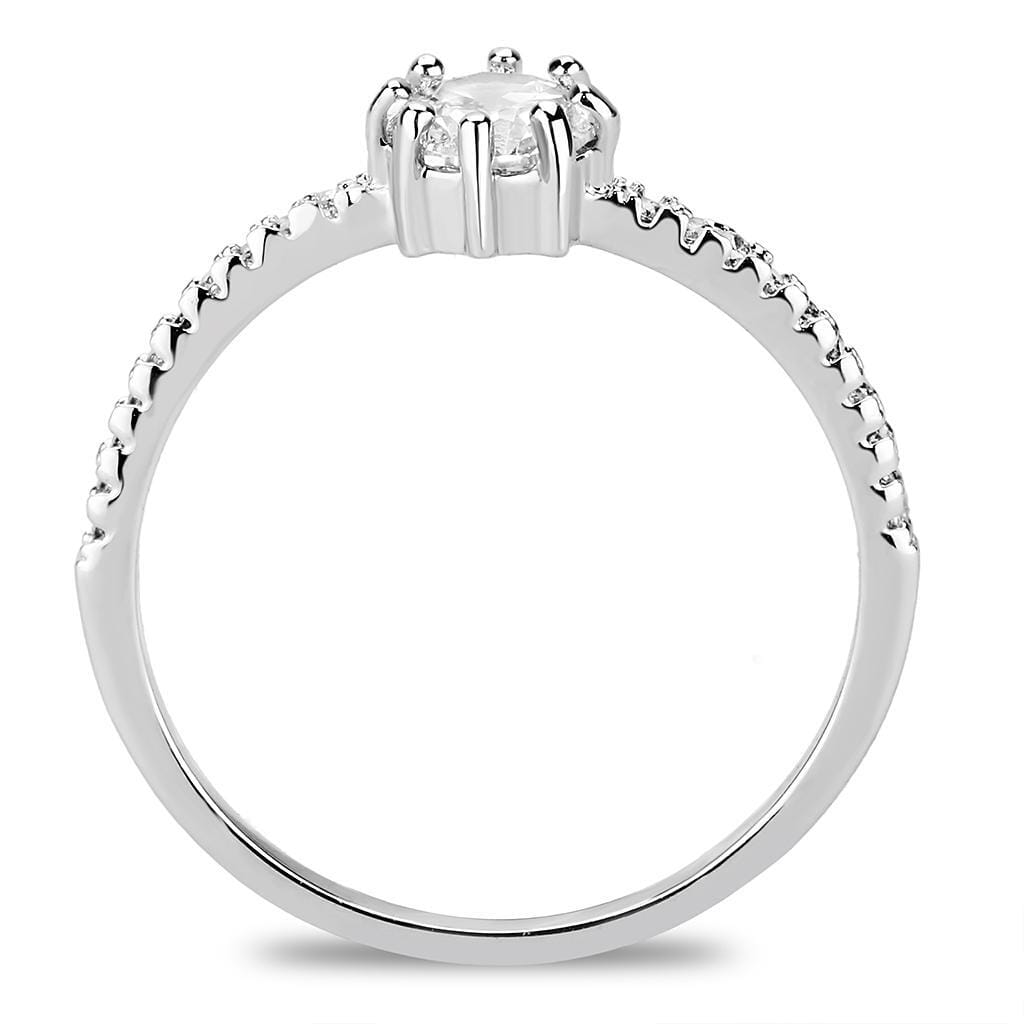 3W1460 - Rhodium Brass Ring with AAA Grade CZ in Clear