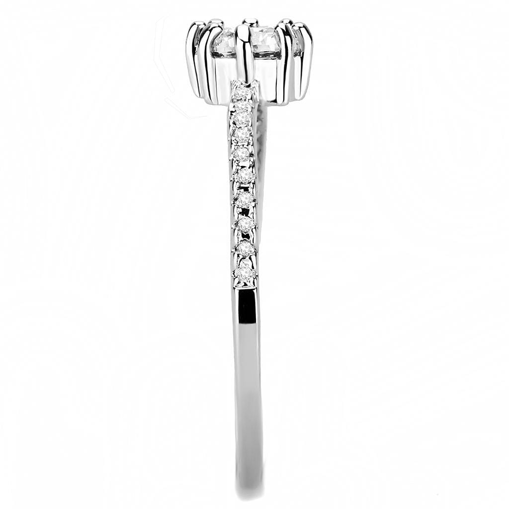 3W1460 - Rhodium Brass Ring with AAA Grade CZ in Clear