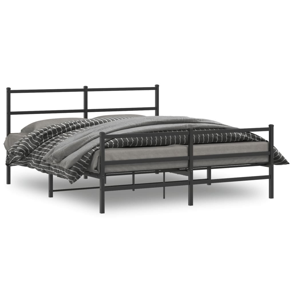 Metal Bed Frame without Mattress with Footboard? Black 59.1"x78.7"