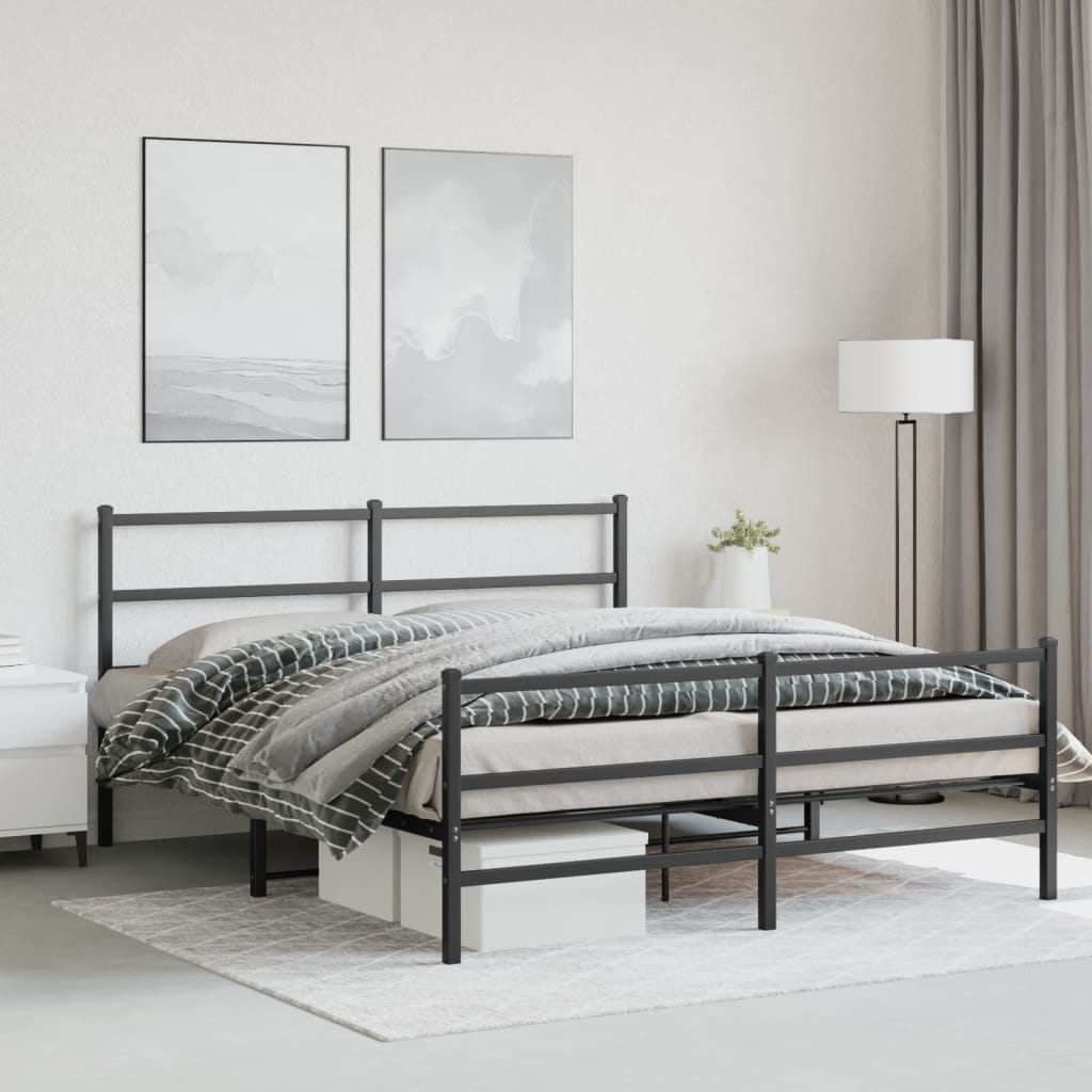 Metal Bed Frame without Mattress with Footboard? Black 59.1"x78.7"