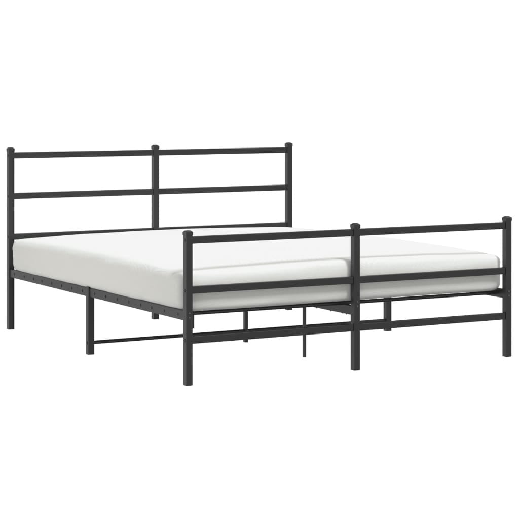 Metal Bed Frame without Mattress with Footboard? Black 59.1"x78.7"
