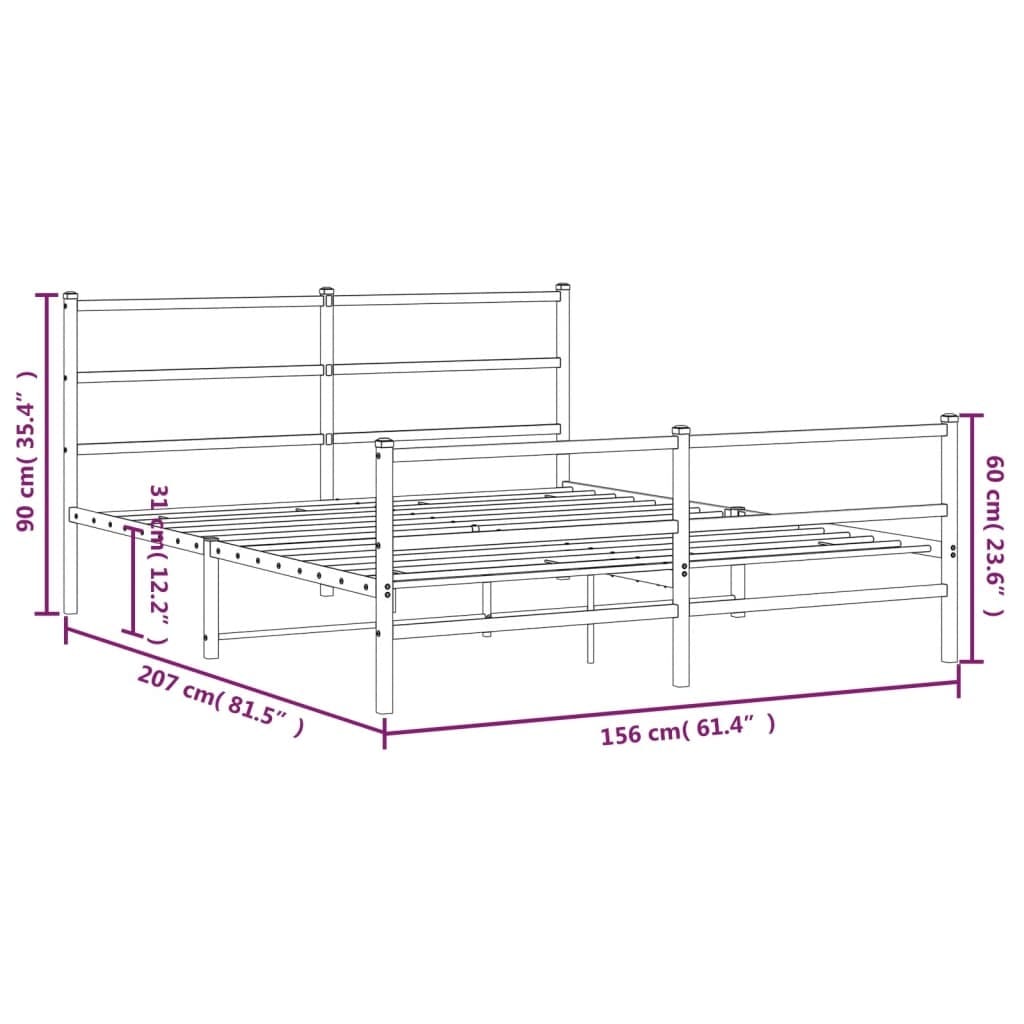 Metal Bed Frame without Mattress with Footboard? Black 59.1"x78.7"