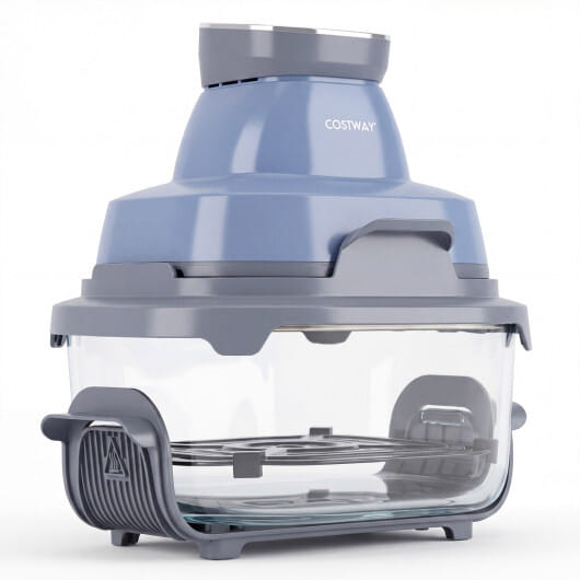 6-in-1 Portable Glass Air Fryer 1500W Dual Containers with Lids Dishwasher Safe-Blue - Color: Blue