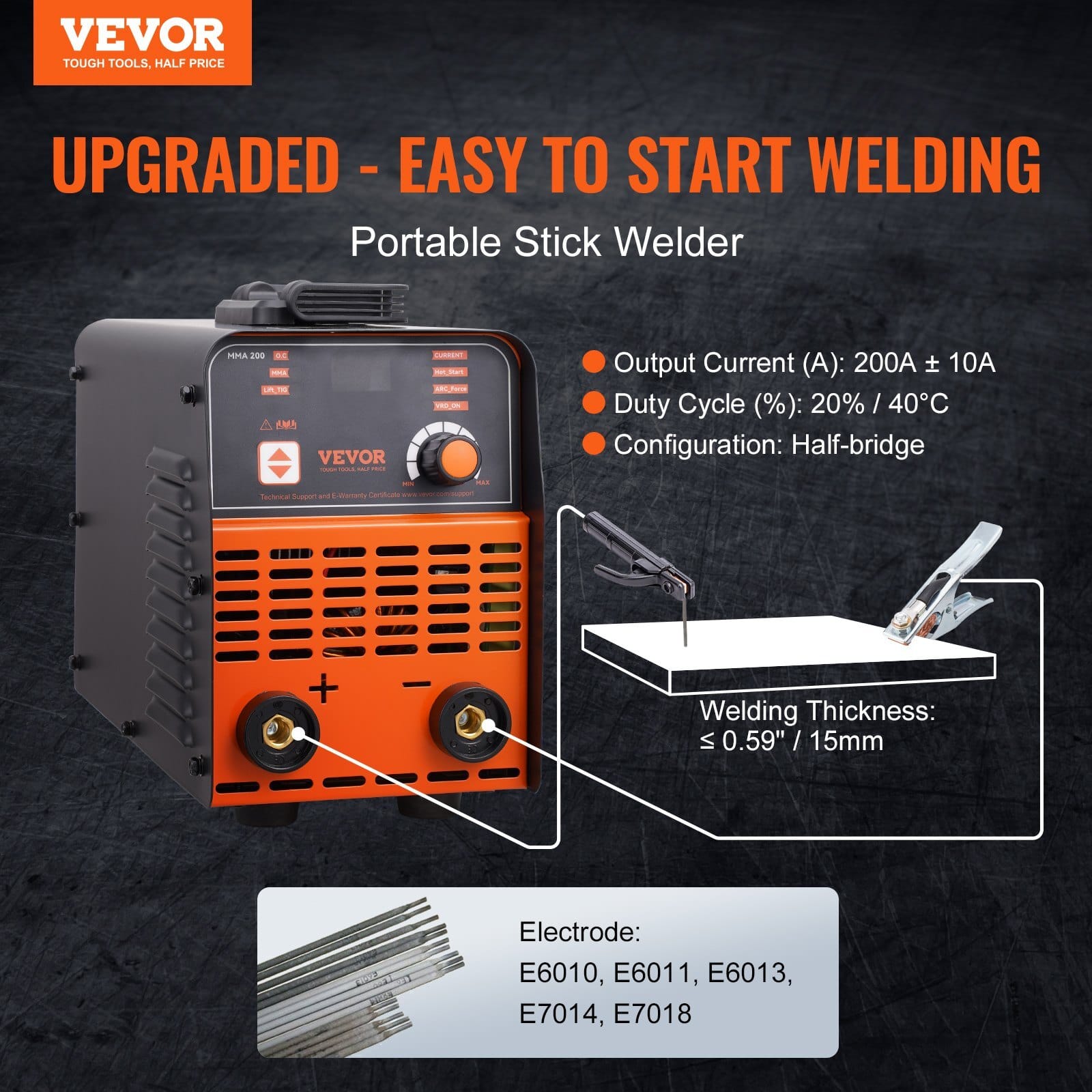 Stick Welder, 200A ARC/Lift TIG 2-IN-1 Welding Machine with IGBT Inverter 110V/220V Portable MMA Welder Machine with Hot Start, Arc force and Anti-Stick