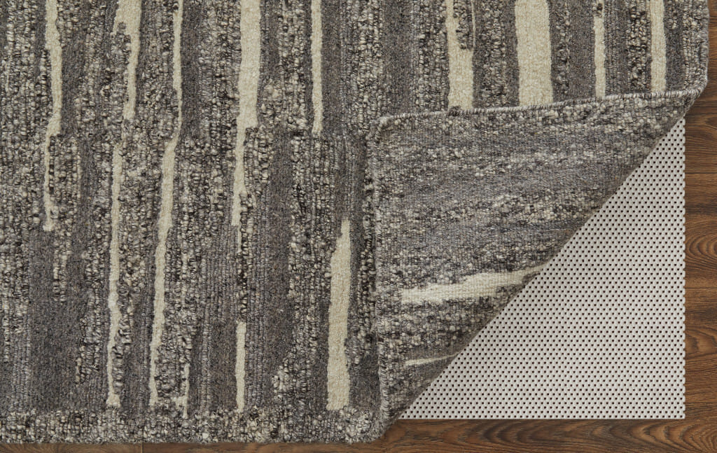 2' X 3' Gray Ivory and Taupe Abstract Hand Woven Area Rug