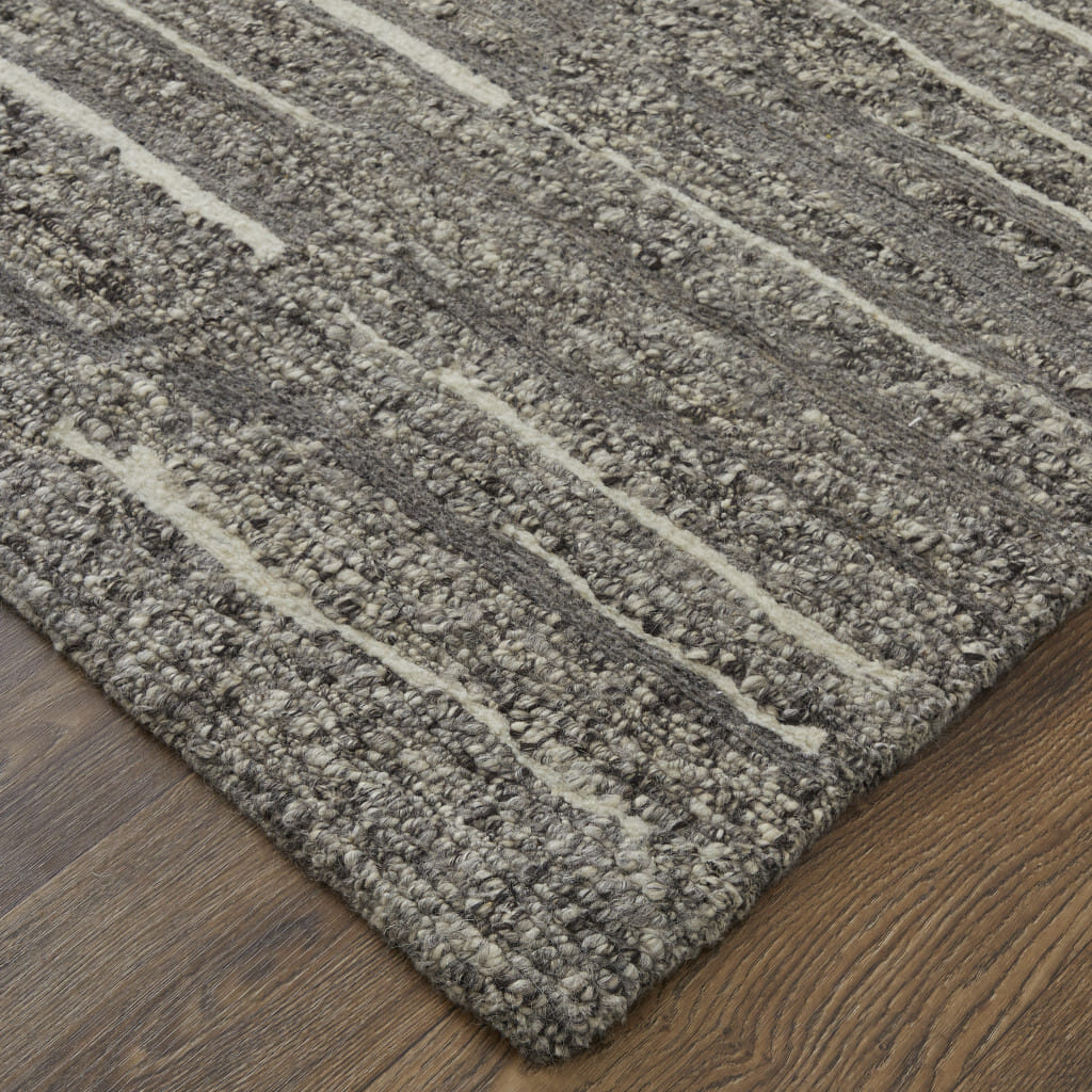 2' X 3' Gray Ivory and Taupe Abstract Hand Woven Area Rug