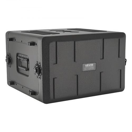 6U Rack Case, 15 in Depth, Rackmount Flight Case Shallow Rack with Microphone Compartments, Polyethylene Construction, Recessed Latches, Easy Installation, for Amplifier, 13.8 in Internal Depth