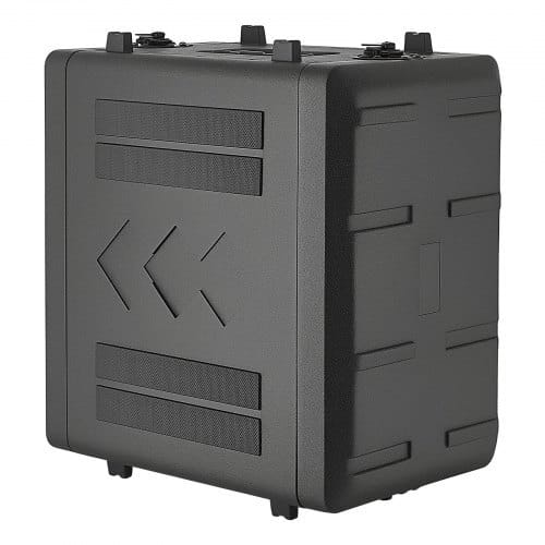 6U Rack Case, 15 in Depth, Rackmount Flight Case Shallow Rack with Microphone Compartments, Polyethylene Construction, Recessed Latches, Easy Installation, for Amplifier, 13.8 in Internal Depth