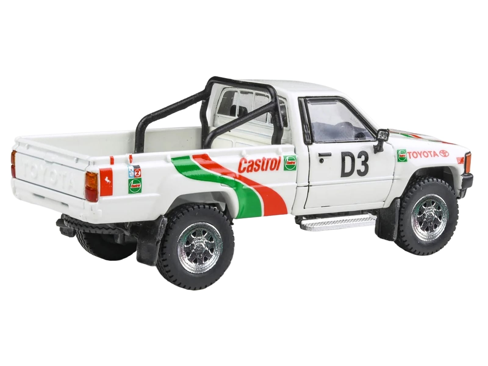 Toyota Hilux Pickup Truck #D3 "Castrol" White with Graphics "Rustenburg 400 Rally" (1995) 1/64 Diecast Model Car by Paragon Models