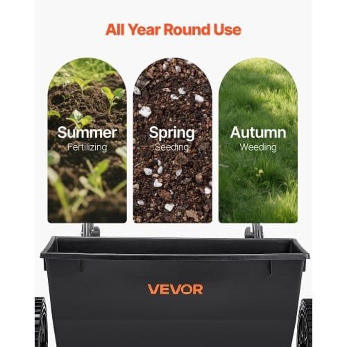 Walk-Behind Push Spreader, 50LBS Capacity, Drop Spreader with Hopper Grate, 18 in Spreading Width & 30 Settings, 10 in All Terrain Tires, Garden & Lawn Spreaders for Seed, Fertilizer, Salt