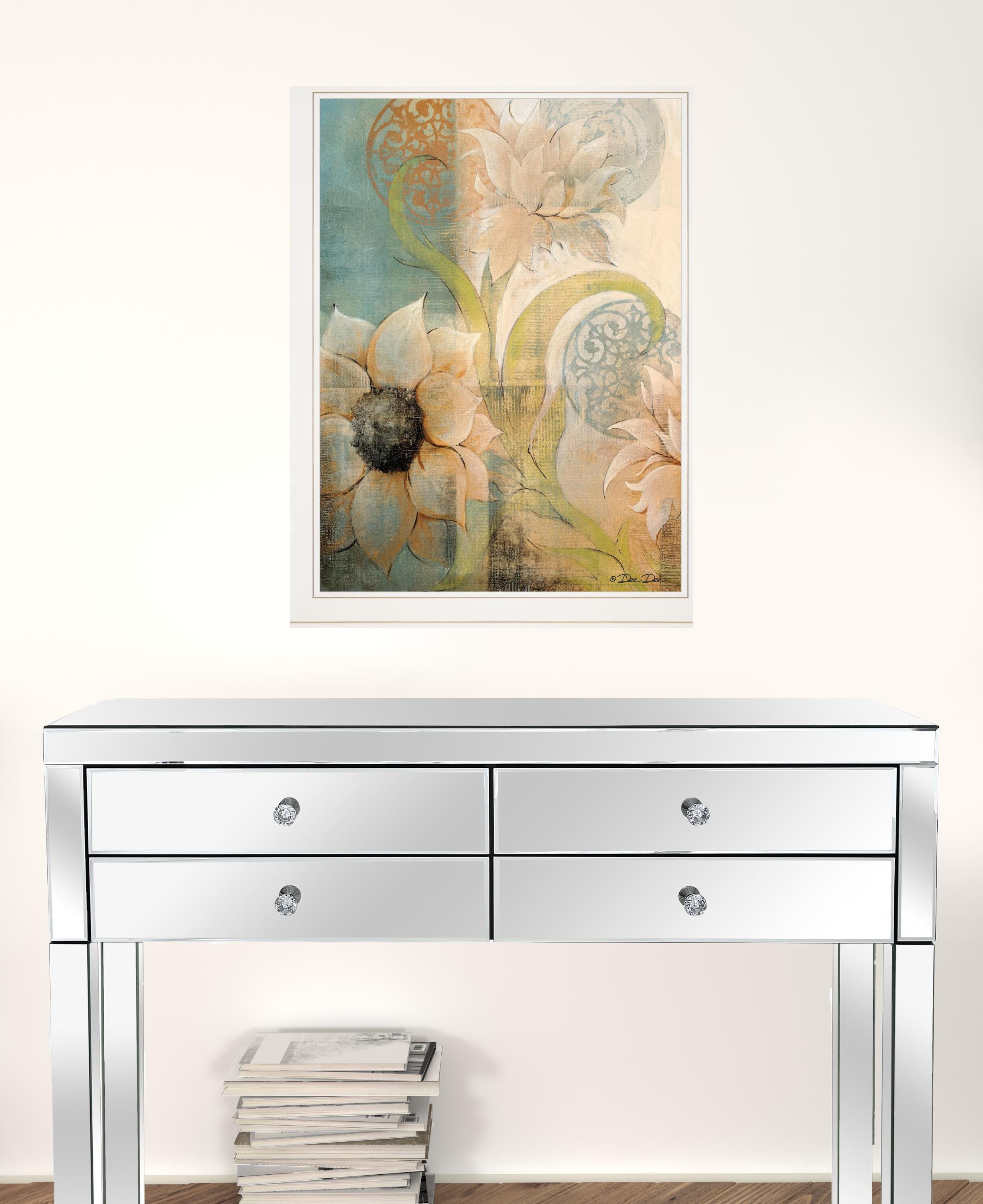 Meandering Flowers I 1 White Framed Print Wall Art
