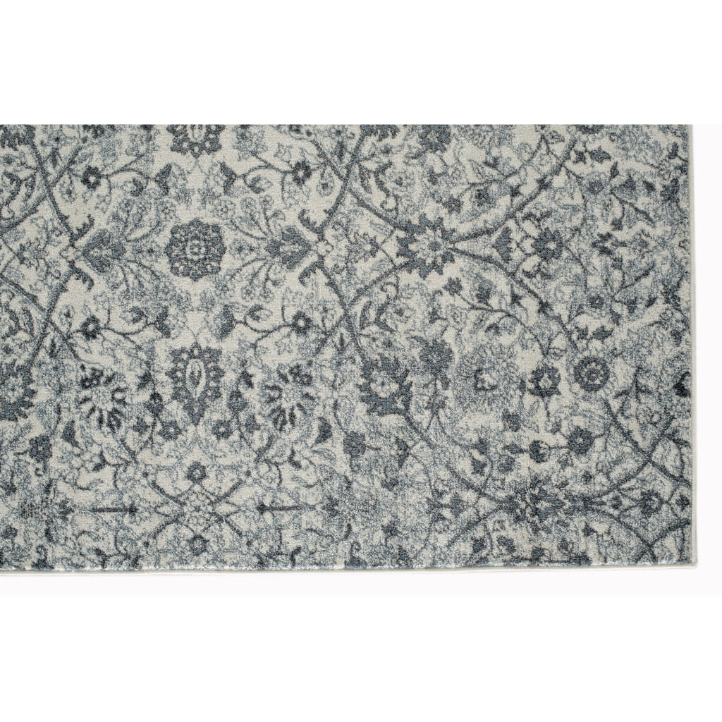 6' Charcoal and Gray Floral Power Loom Round Rug