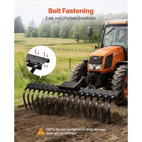 Rock Rake Tines, 6 Pack 1" x 5/16" Bolt-Mount Landscape Rake Tines Replacement, One Bolt Hole, High-strength & Heat-treated Steel Gravel Rakes Tine Replacement Parts