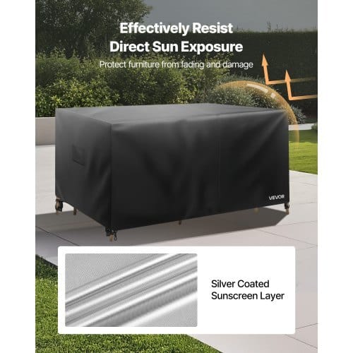 Patio Furniture Cover, 420D Heavy Duty Waterproof Outdoor Dining Table and Chairs Cover, Large Squre Patio Table Covers with Air Vent for All Weather, 94L x 94W x 28H inch, Black