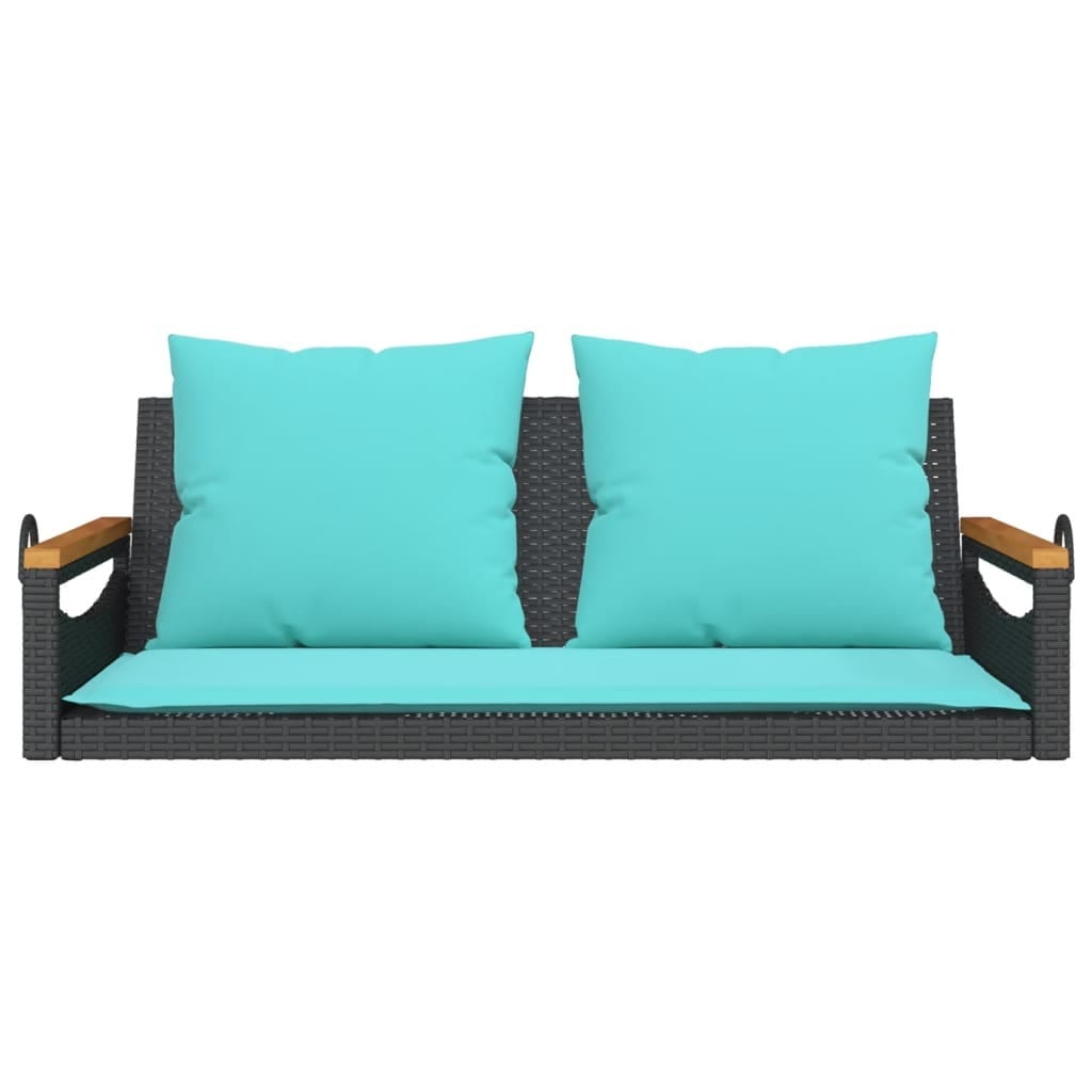Swing Bench with Cushions Black 42.9"x24.4"x15.7" Poly Rattan