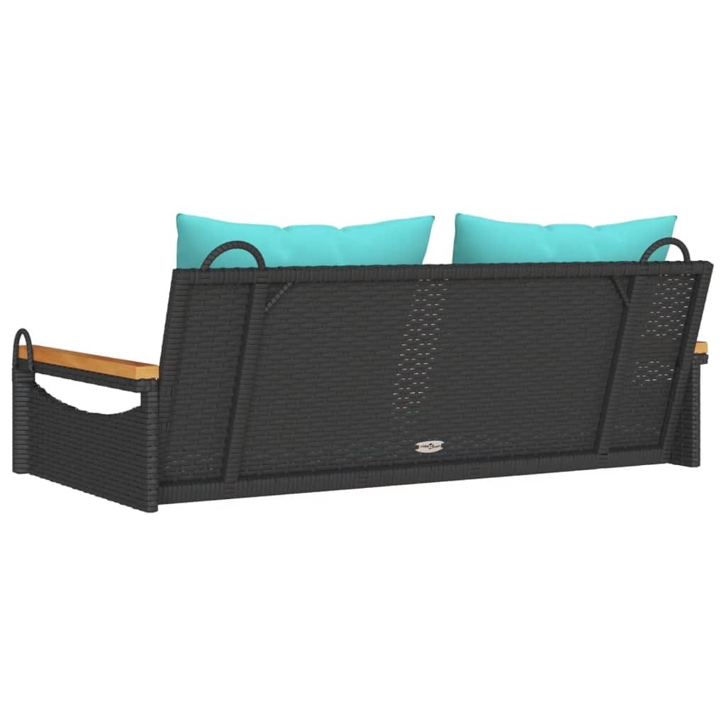 Swing Bench with Cushions Black 42.9"x24.4"x15.7" Poly Rattan