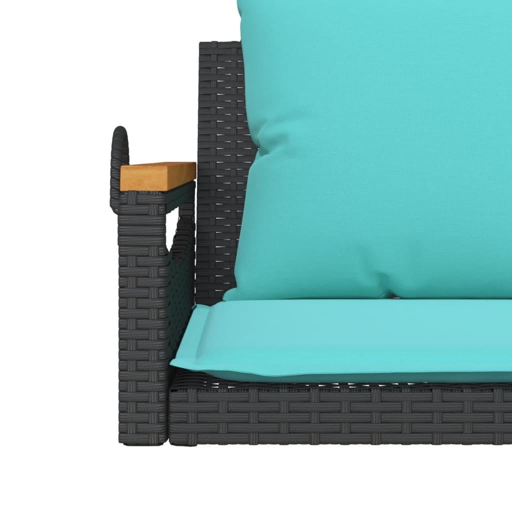 Swing Bench with Cushions Black 42.9"x24.4"x15.7" Poly Rattan