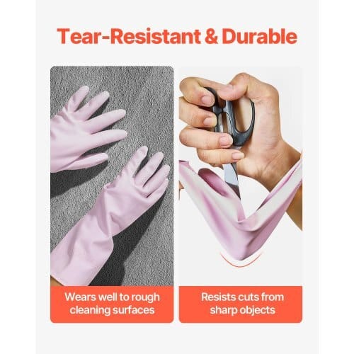 Reusable Dishwashing Gloves, 2 Pairs Colorful Reusable Household Kitchen Cleaning Gloves for Washing Dishes and Cleaning Tasks, Flexible Long-lasting and Non-Slip, Medium, Pink + Purple