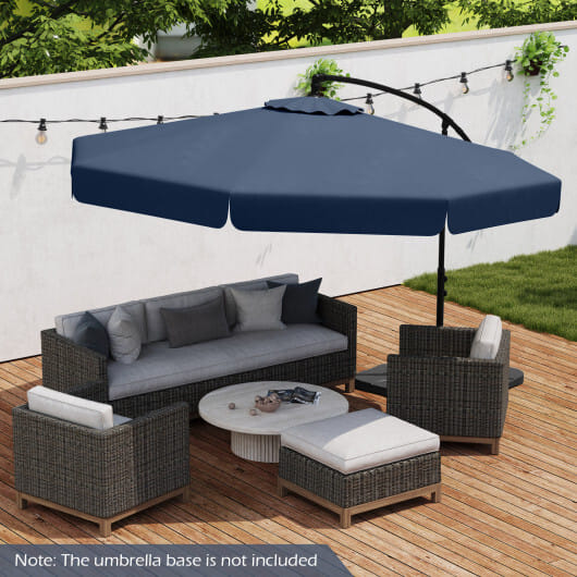 10 Feet Patio Cantilever Umbrella with Cover Tilt Adjustment and Ruffled Edge-Navy - Color: Navy - Size: 10 ft