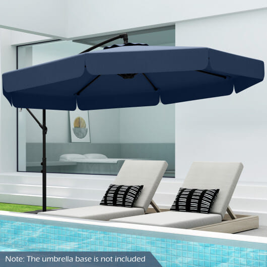 10 Feet Patio Cantilever Umbrella with Cover Tilt Adjustment and Ruffled Edge-Navy - Color: Navy - Size: 10 ft