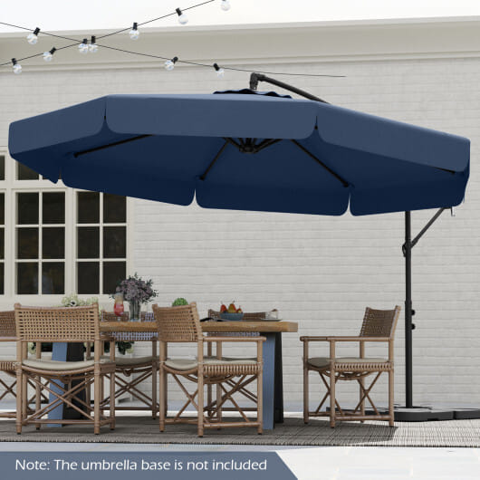 10 Feet Patio Cantilever Umbrella with Cover Tilt Adjustment and Ruffled Edge-Navy - Color: Navy - Size: 10 ft