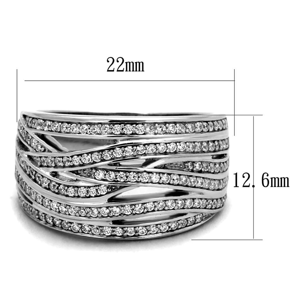 TS274 - Rhodium 925 Sterling Silver Ring with AAA Grade CZ in Clear
