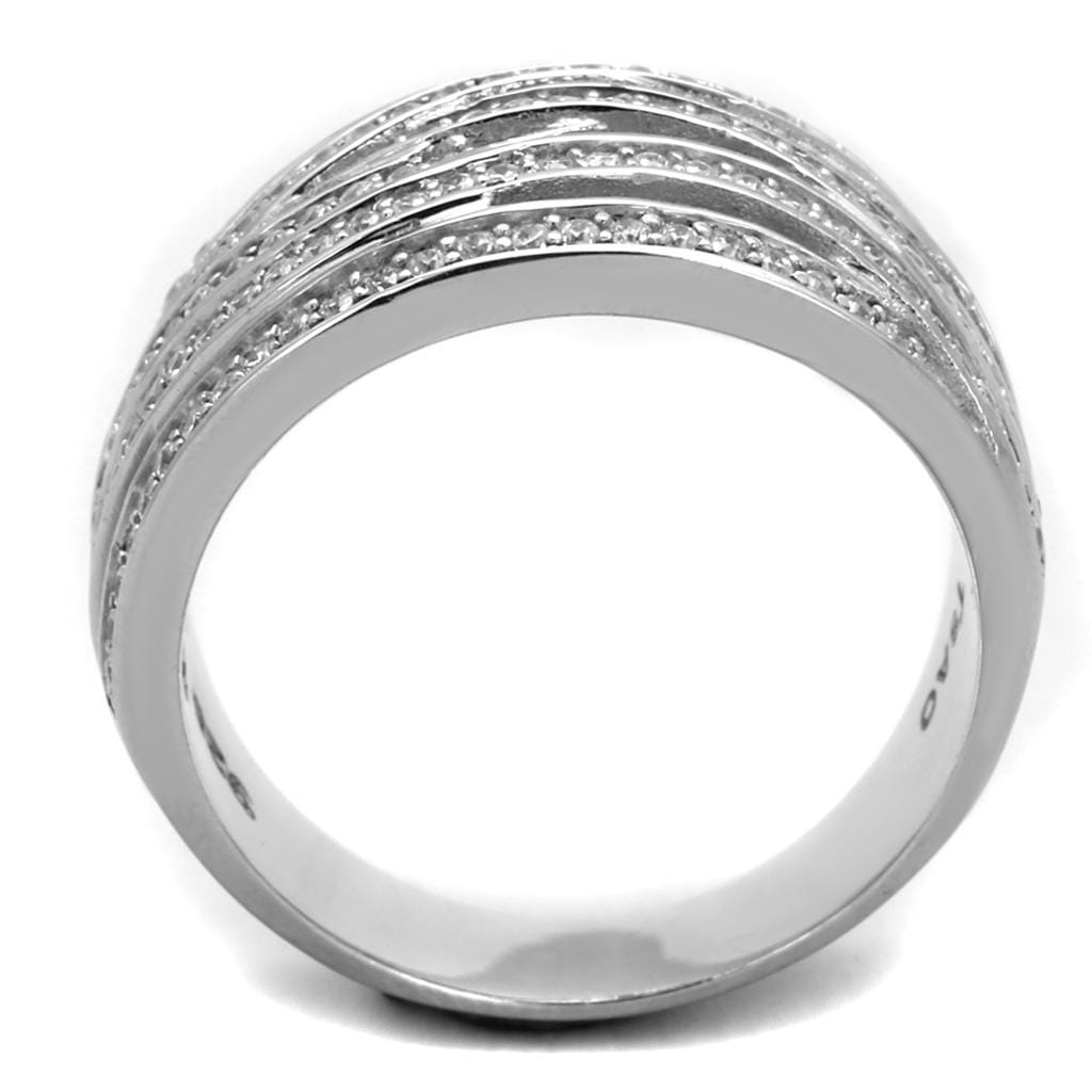 TS274 - Rhodium 925 Sterling Silver Ring with AAA Grade CZ in Clear