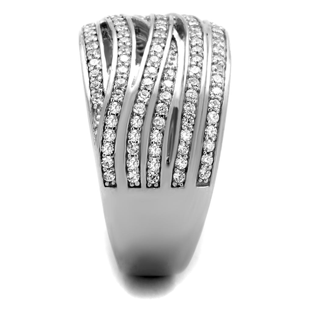 TS274 - Rhodium 925 Sterling Silver Ring with AAA Grade CZ in Clear