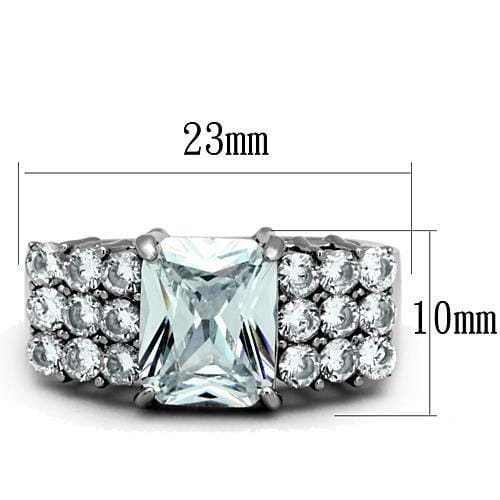 TK1753 - High polished (no plating) Stainless Steel Ring with AAA Grade CZ in Clear