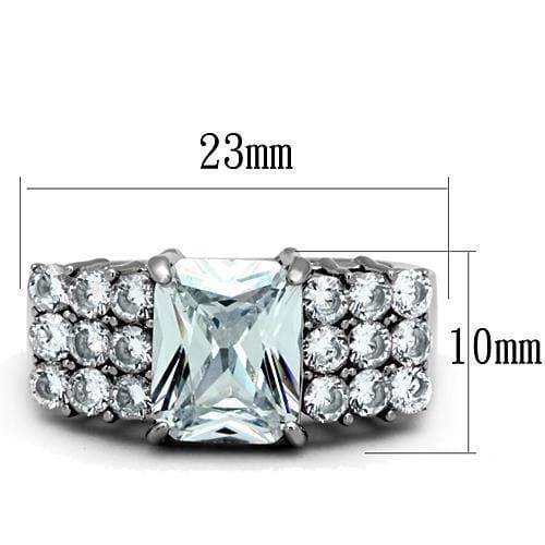 TK1753 - High polished (no plating) Stainless Steel Ring with AAA Grade CZ in Clear